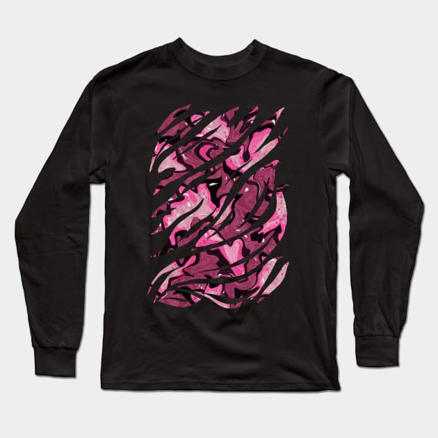 Hot pink abstract geometric shapes Long Sleeve T-Shirt by NadiaChevrel